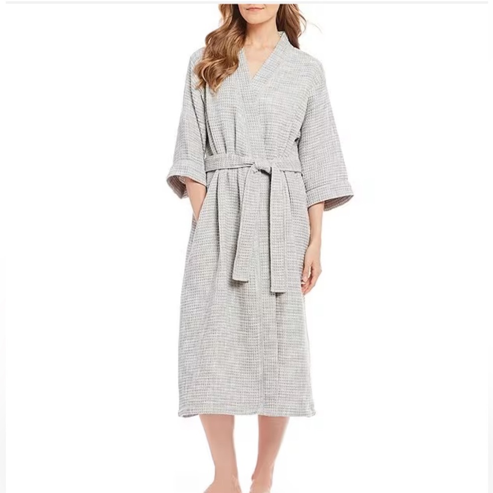 Spa Essentials by Sleep Sense Taupe Corron Waffle Knit  Wrap Robe